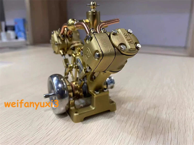 Compact Vintage V2 Steam Engine Model Dual Cylinder Powerful Toy Collection Gift 07FC0E-D4 - KOEEK