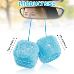 new Fuzzy Dice for Car Mirror, Pair of Retro 2.75” Rear View Blue 07FC0E-D4 - KOEEK
