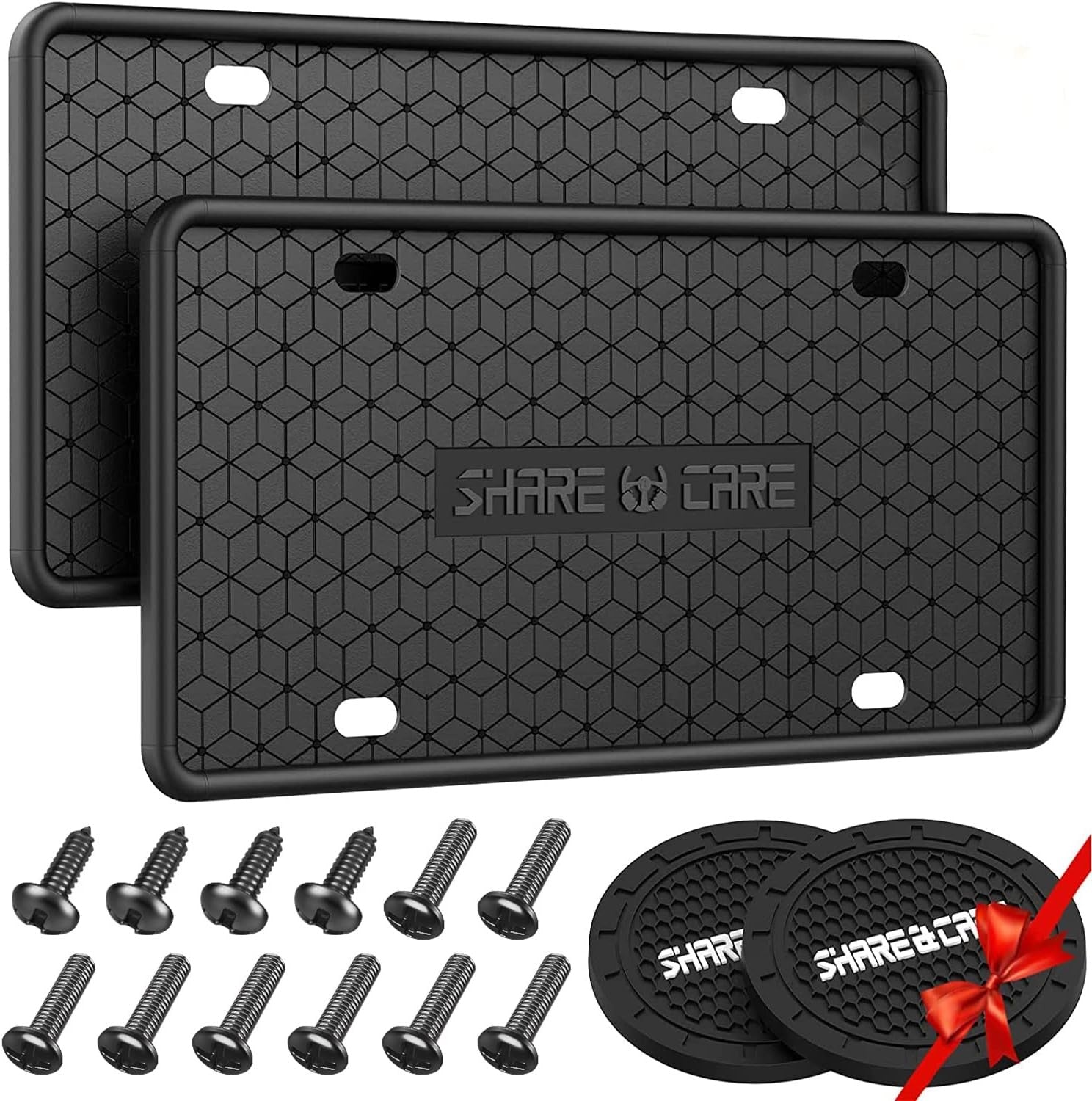 new 2 Pack Silicone License Plate Frame, Front Back Black 2 07FC0E-D4 - KOEEK