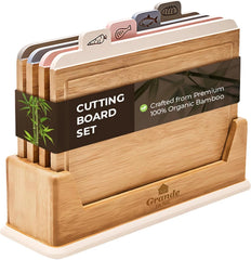 Wooden Cutting Boards for Kitchen – 5-Pcs Cutting Board Set with Holder 07FC0E-D4 - KOEEK
