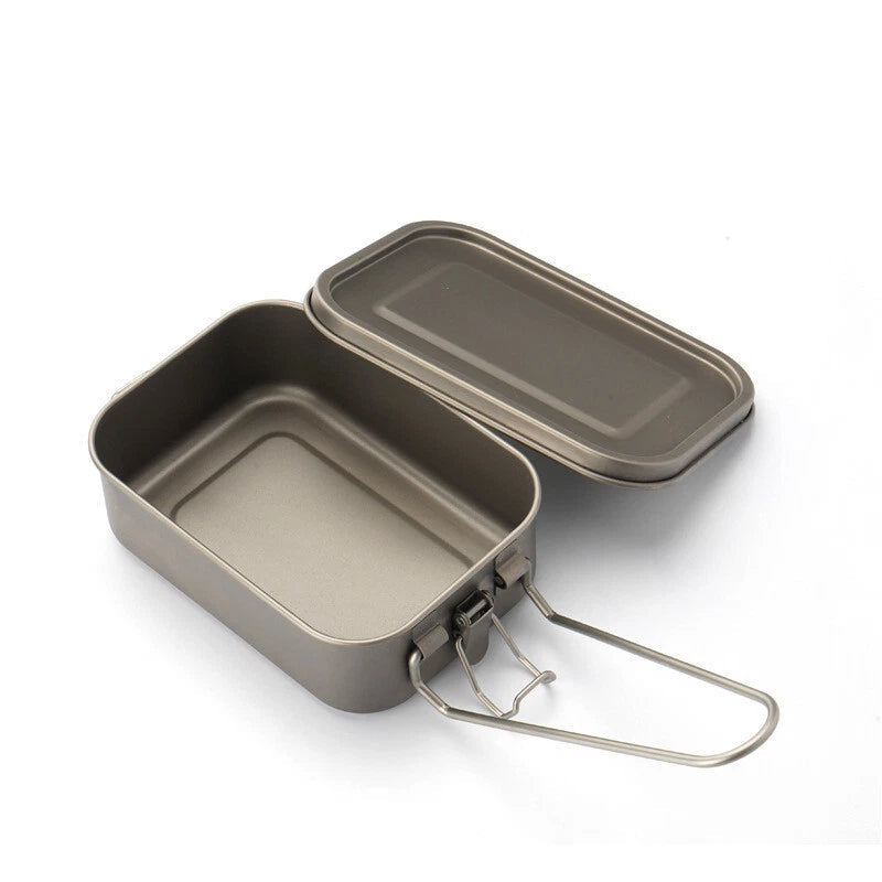 800ml Outdoor Survival Lightweight Pure Titanium Mess Tin Fast Cooking Mess Kit 07FC0E-D4 - KOEEK
