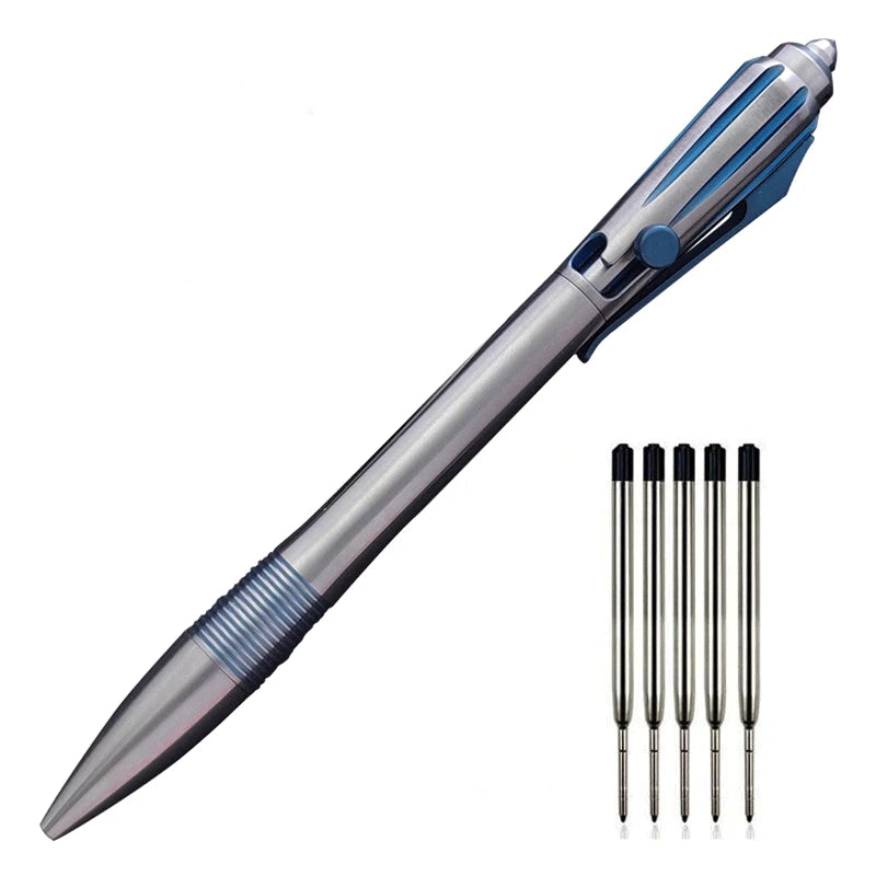 EDC Titanium Alloy Pocket Ballpoint Pen Tactical Working Signature Pen 5-Refills 07FC0E-D4 - KOEEK