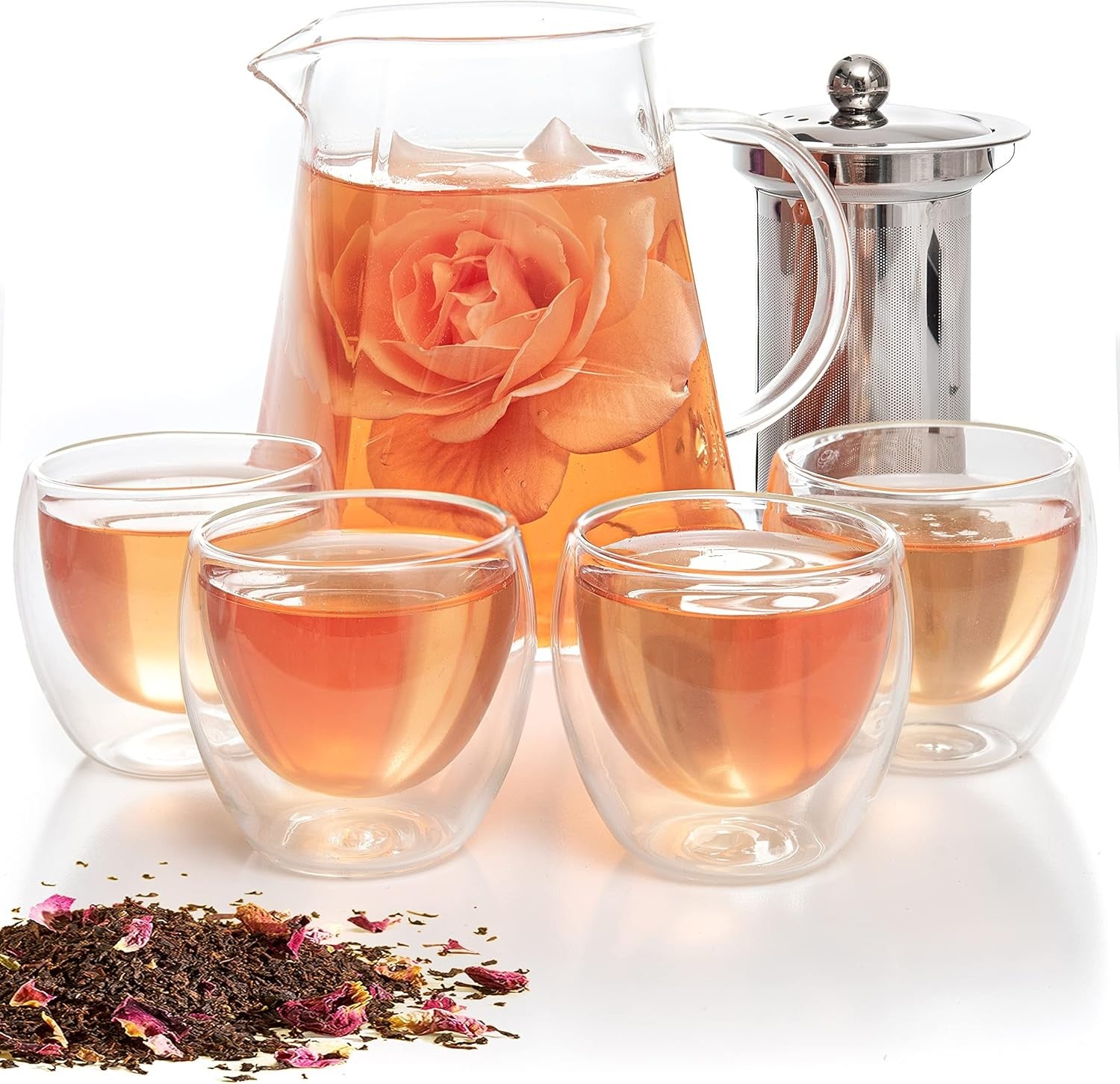 new Mixpresso 5 Piece Glass Tea Pot Set, Kettle with Removable Infuser, Clear MIXPRESSO - KOEEK