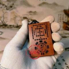 Taoist Hetu Luoshu Bagua Taiji Yin Yang Jujube Wood Carved Pendant Amulet 07FC0E-D4 - KOEEK