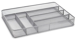 Mesh Utensil Tray, 6 Compartment Kitchen Silverware Rack Organizer, Silver 07FC0E-D4 - KOEEK
