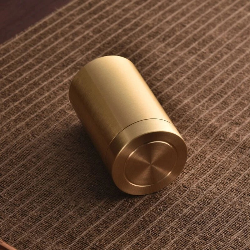 Solid Brass Sealed Tank Tea Caddy Container Portable Metal Storage Box 250g EDC 07FC0E-D4 - KOEEK