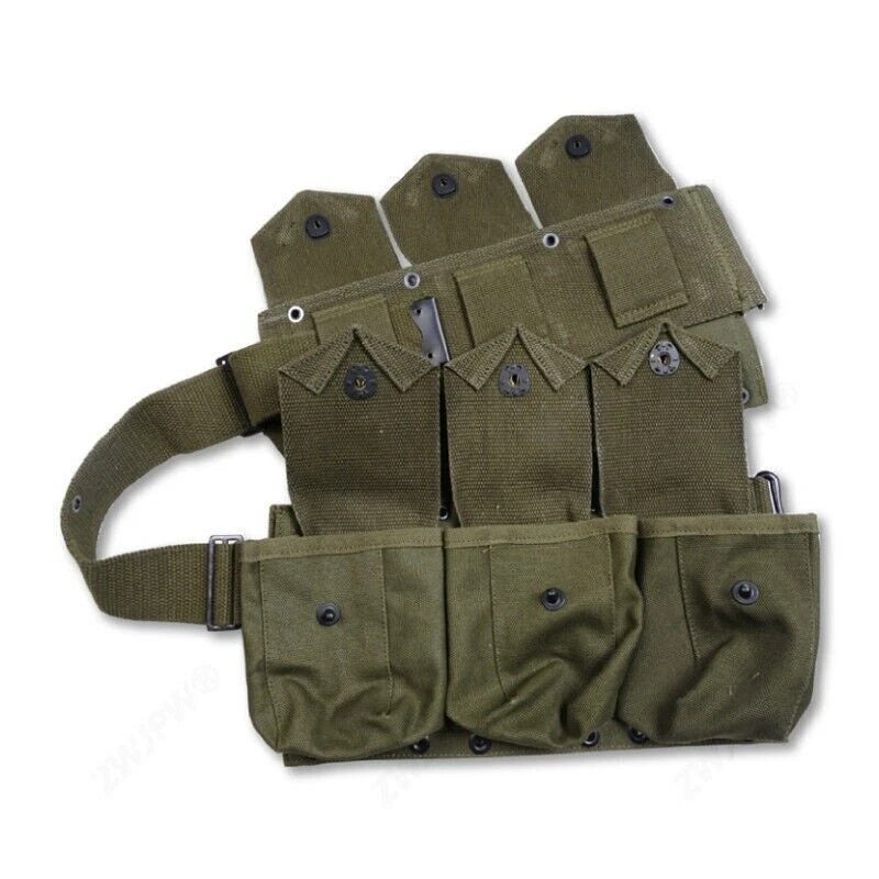 STOCK Replica WW II US Army B.A.R. 6 Bags Green Army Money Belt Button Closure 07FC0E-D4 - KOEEK