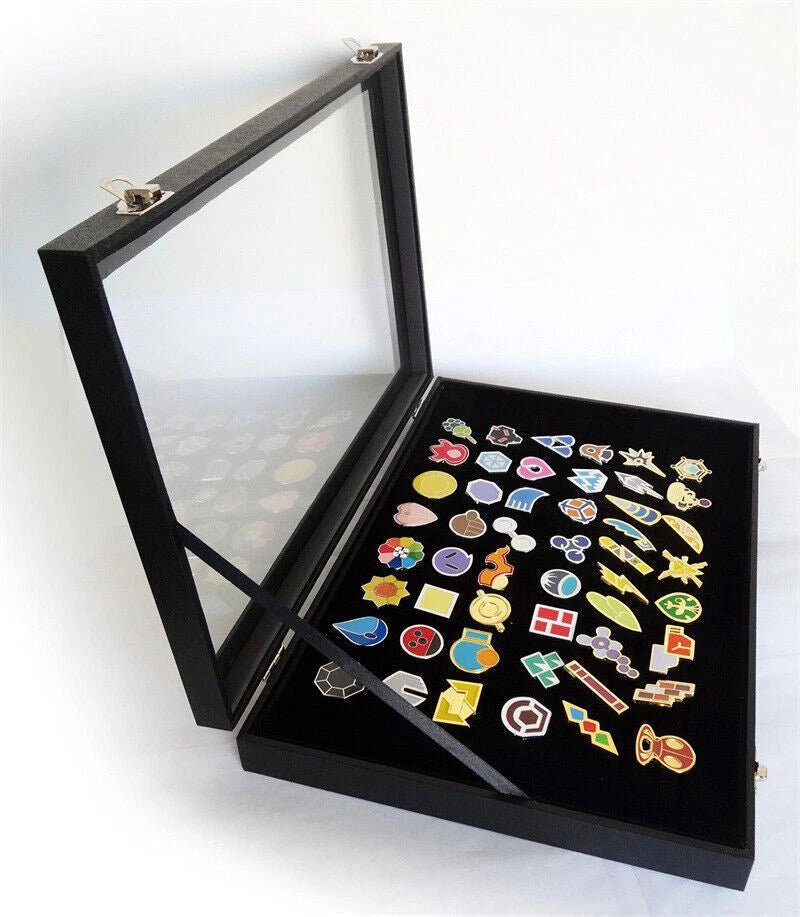 Poke Gym Badges with Glass Lid Display Showcase - Set of 50 Lapel Pin Badges 07FC0E-D4 - KOEEK