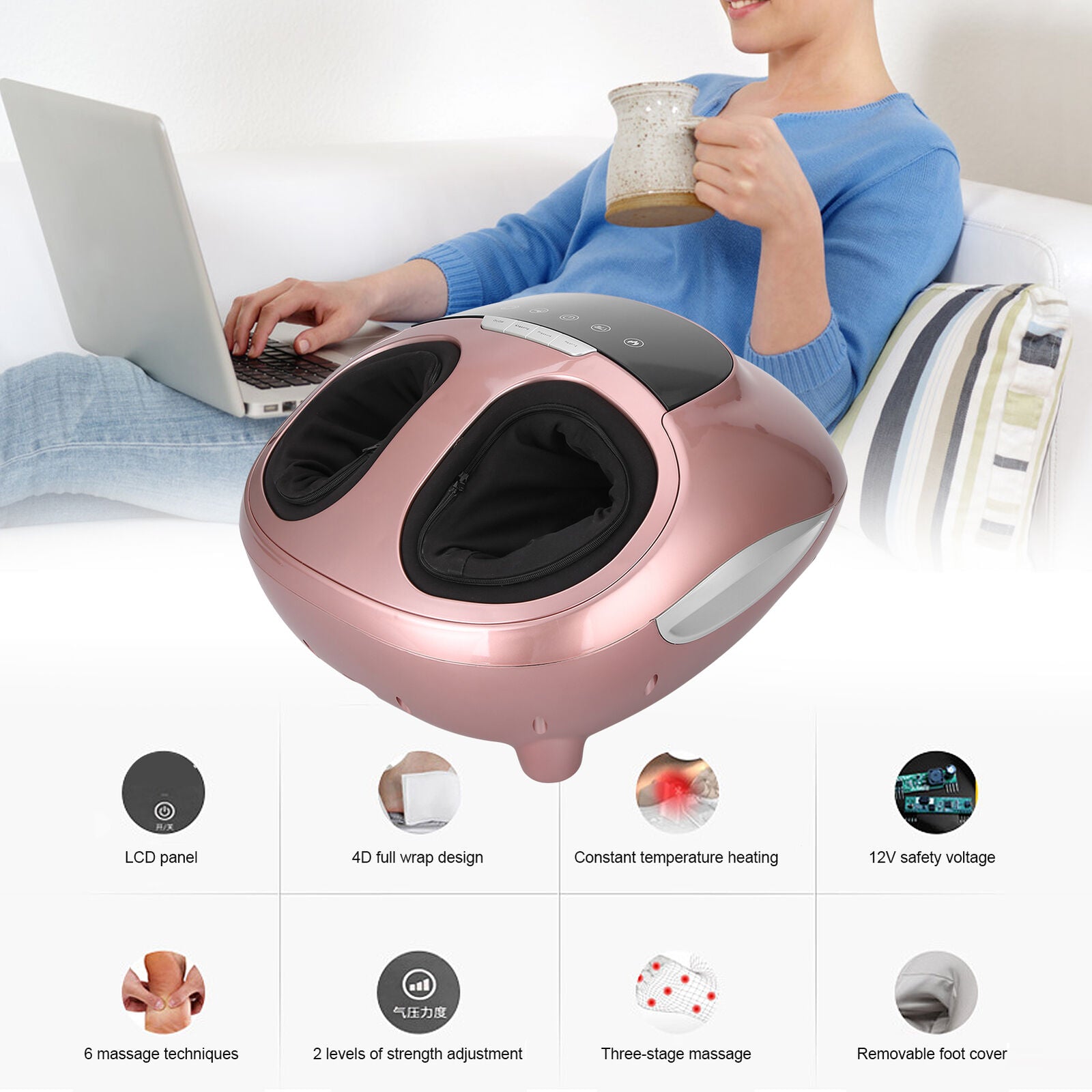 new Electric Massage Machine Air Pressure Massager Pink(US Plug )(US Plug ) HGF koeek - KOEEK