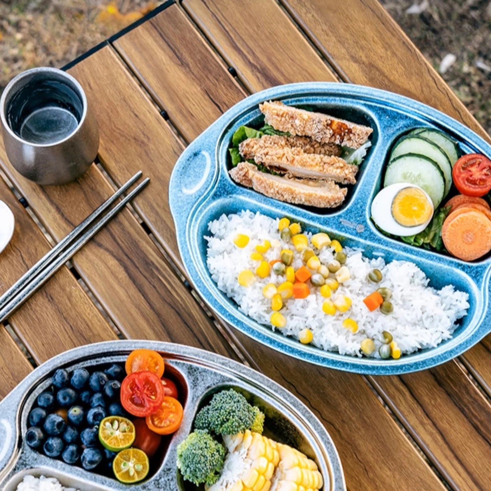 Pure Titanium GR1 3-in-1 Tableware Dinner Plate Ultra Light Divided Food Plate 07FC0E-D4 - KOEEK