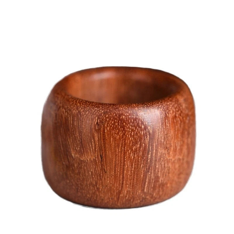 Indonesian Rosewood Thumb Ring Gold Star Wood Band Unisex Gift 07FC0E-D4 - KOEEK