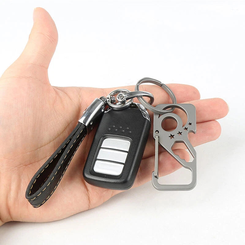 Titanium Alloy Pocket Key Chain Carabiner Bottle Opener Wrench Outdoor Multi EDC 07FC0E-D4 - KOEEK