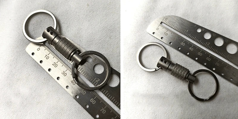 EDC Titanium Quick Release Swivel Key chain Buckle Portable Double w/ Key Rings 07FC0E-D4 - KOEEK