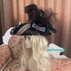 Retro Pirate Tricorne Hat Pirates of the Caribbean Women Cosplay Costume Prop 07FC0E-D4 - KOEEK