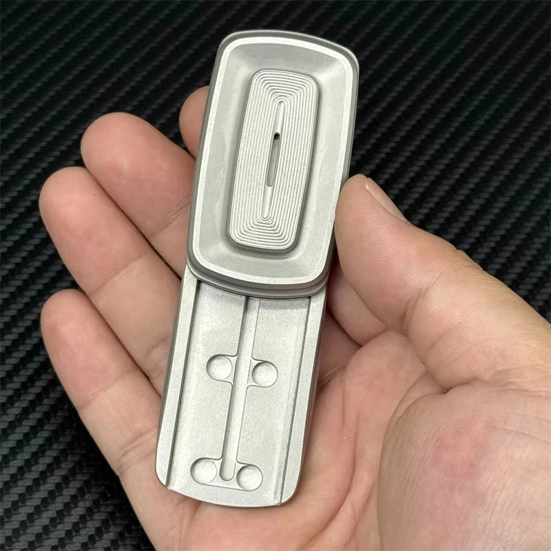 Silver Simple EDC Fidget Toys Stainless Steel Mechanical Push Fidget Slider 07FC0E-D4 - KOEEK