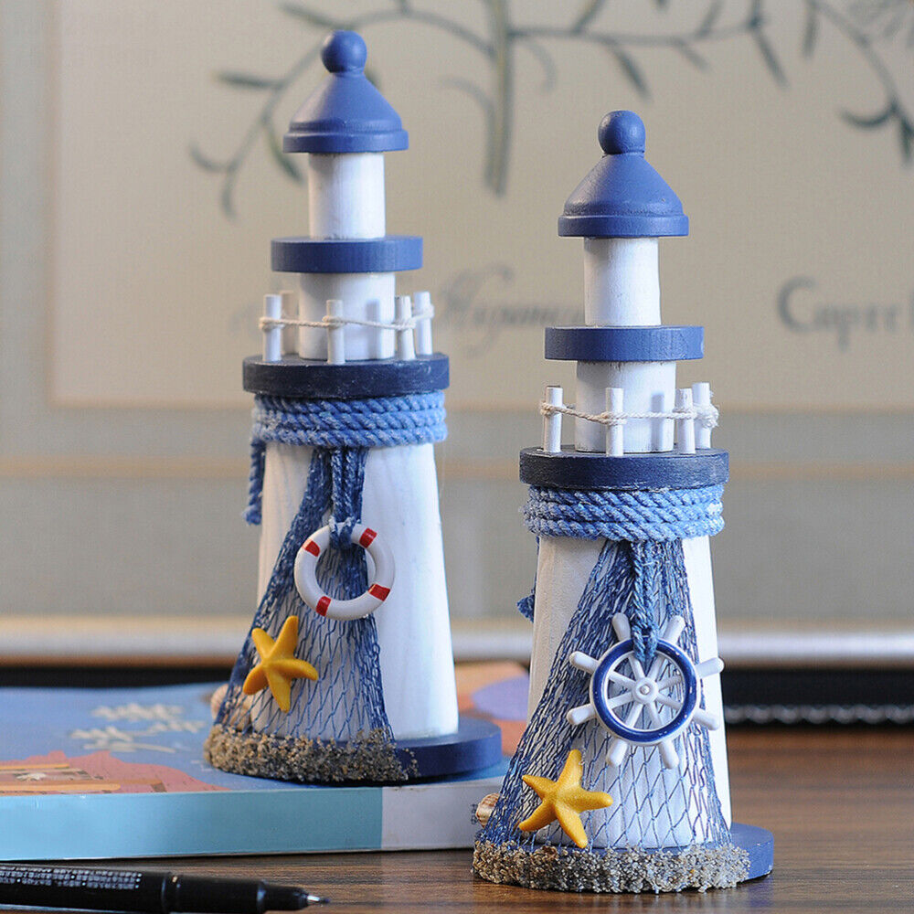 nye Lighthouse Marine Wooden Desktop Decor Home Beach Themed Statue Office