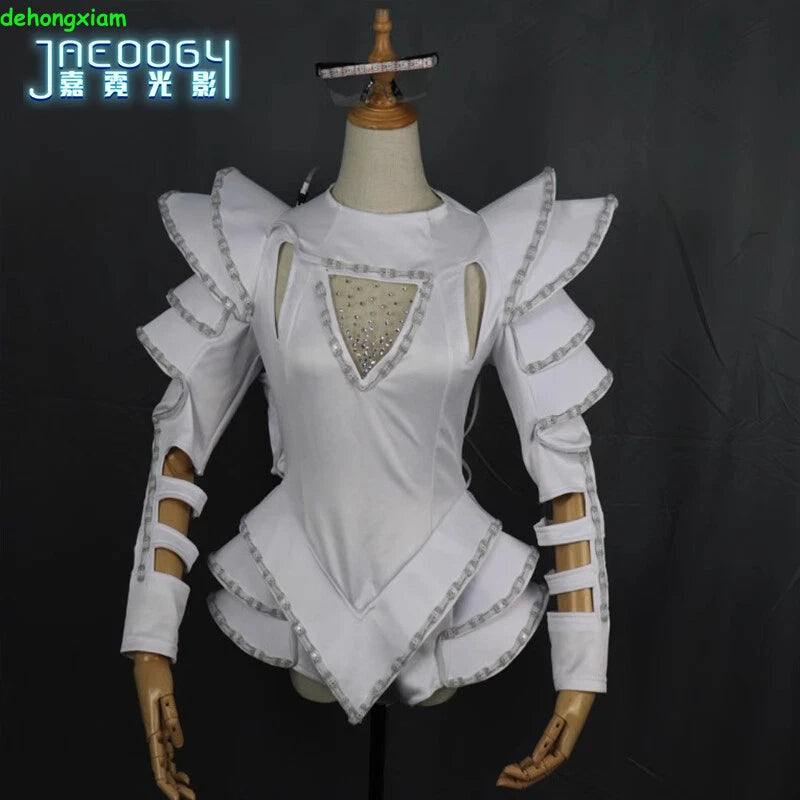 LED Luminous Mini Dress Woman Performance Costume Party DJ Bar Disco Nightclub 07FC0E-D4 - KOEEK
