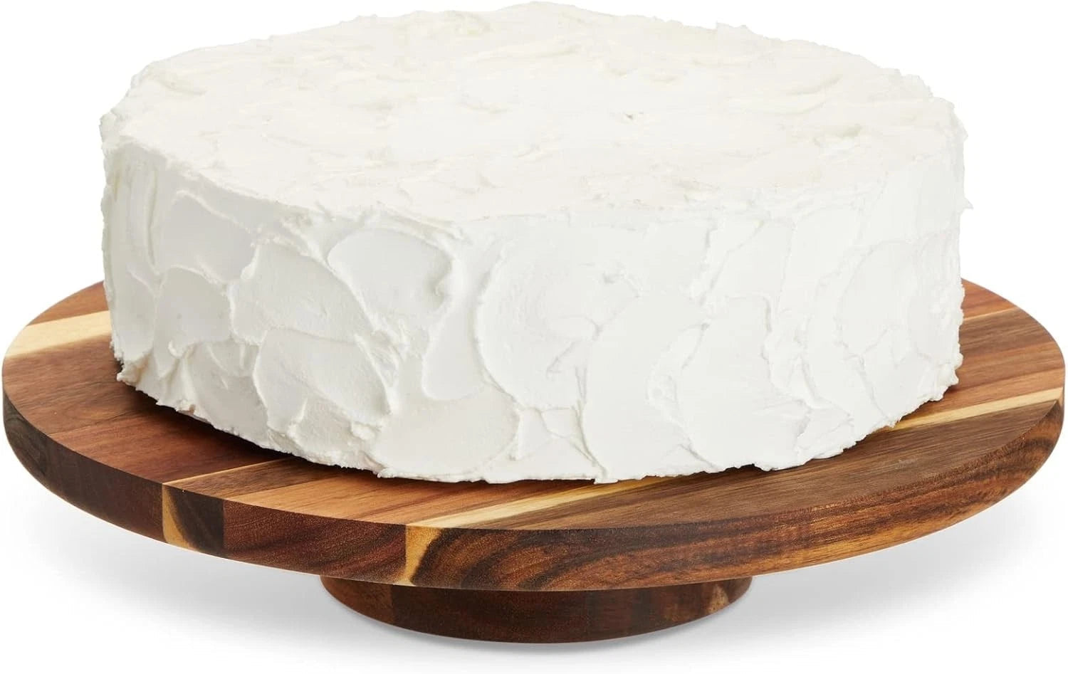 Round Acacia Wood Cake Stand for Wedding - Wooden Cake Stand for Appetizers 07FC0E-D4 - KOEEK