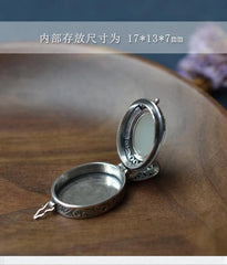 Chinese Style Amulet Box Pendant Inlaid Fake Hetian Jade Incense Bead Necklace 07FC0E-D4 - KOEEK