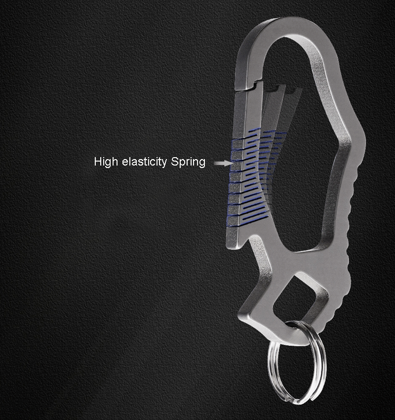 EDC Titanium CNC Belt Keychain Carabiner Strong Spring with Bottle Opener 07FC0E-D4 - KOEEK