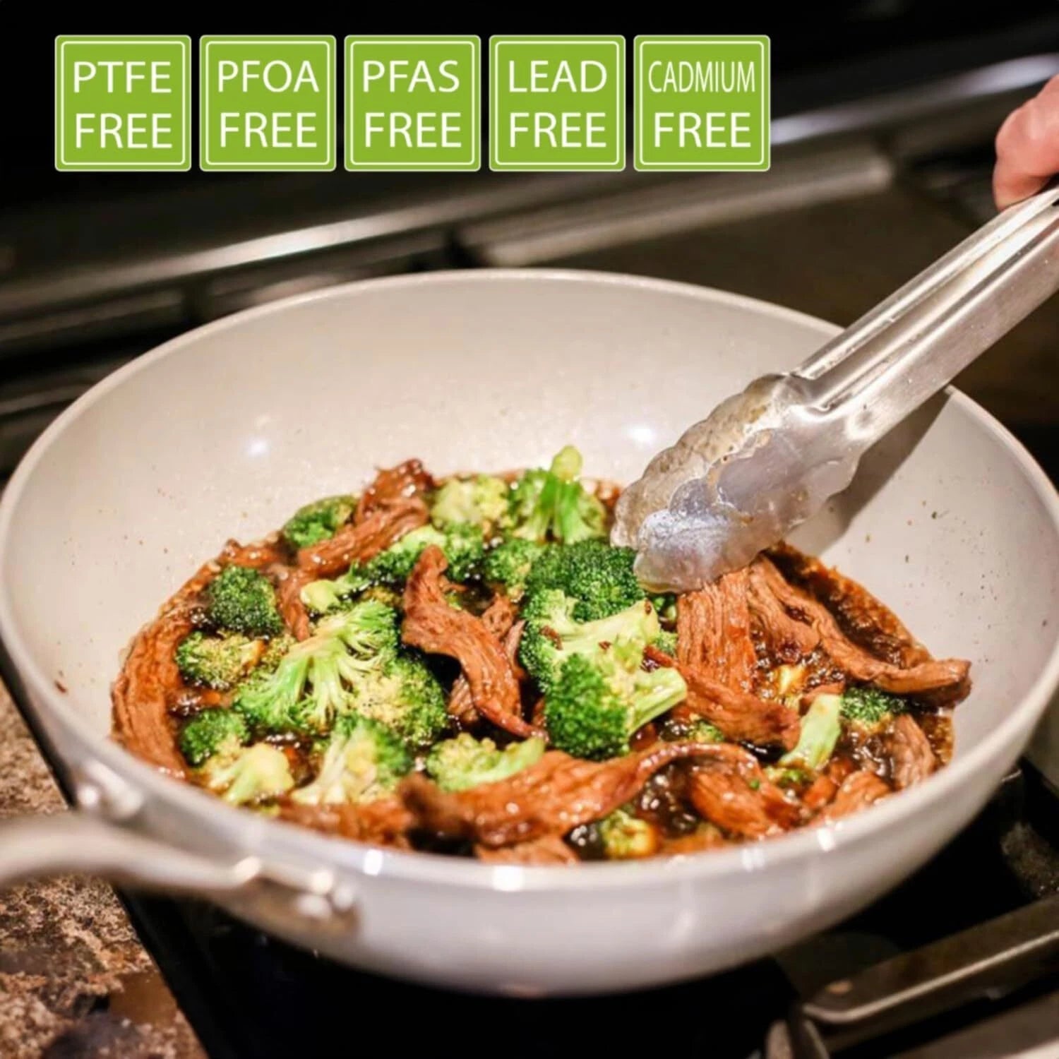 12-inch ceramic nonstick skillet/wok, (PTFE and PFOA free inside and out) 07FC0E-D4 - KOEEK