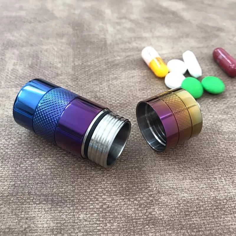 Titanium Portable Waterproof Storage Pill Case Box Capsule Seal Container Tank 07FC0E-D4 - KOEEK