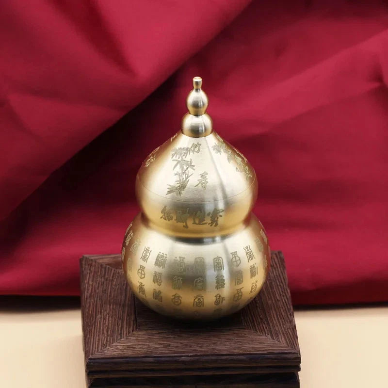 1Pc Retro Brass Handcarved Baifu Gourd Attract Wealth Home Feng Shui Decoration 07FC0E-D4 - KOEEK