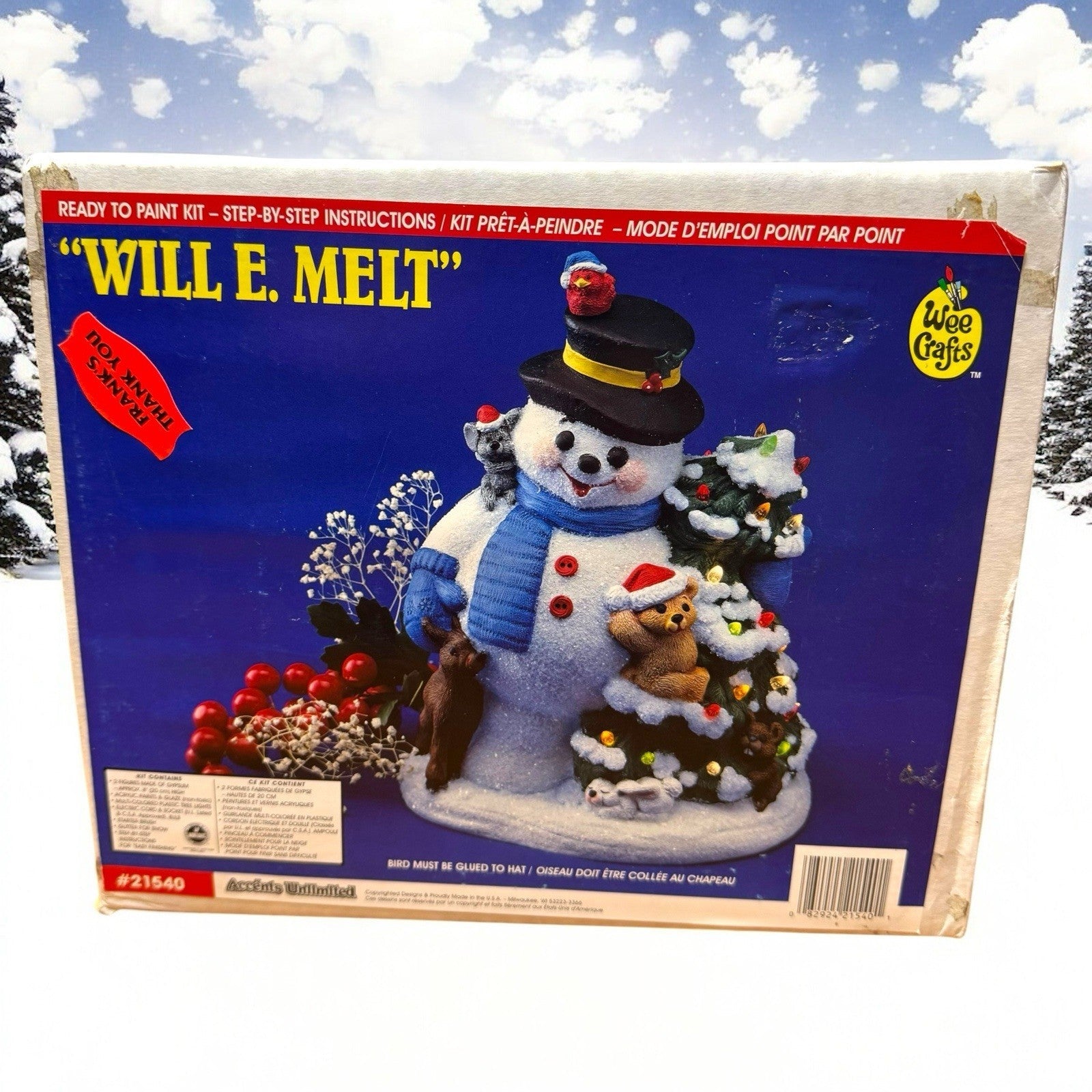 Vintage Wee Crafts Will E Melt Snowman #21540 Lighted Christmas Ready to Paint WEE CRAFTS - KOEEK