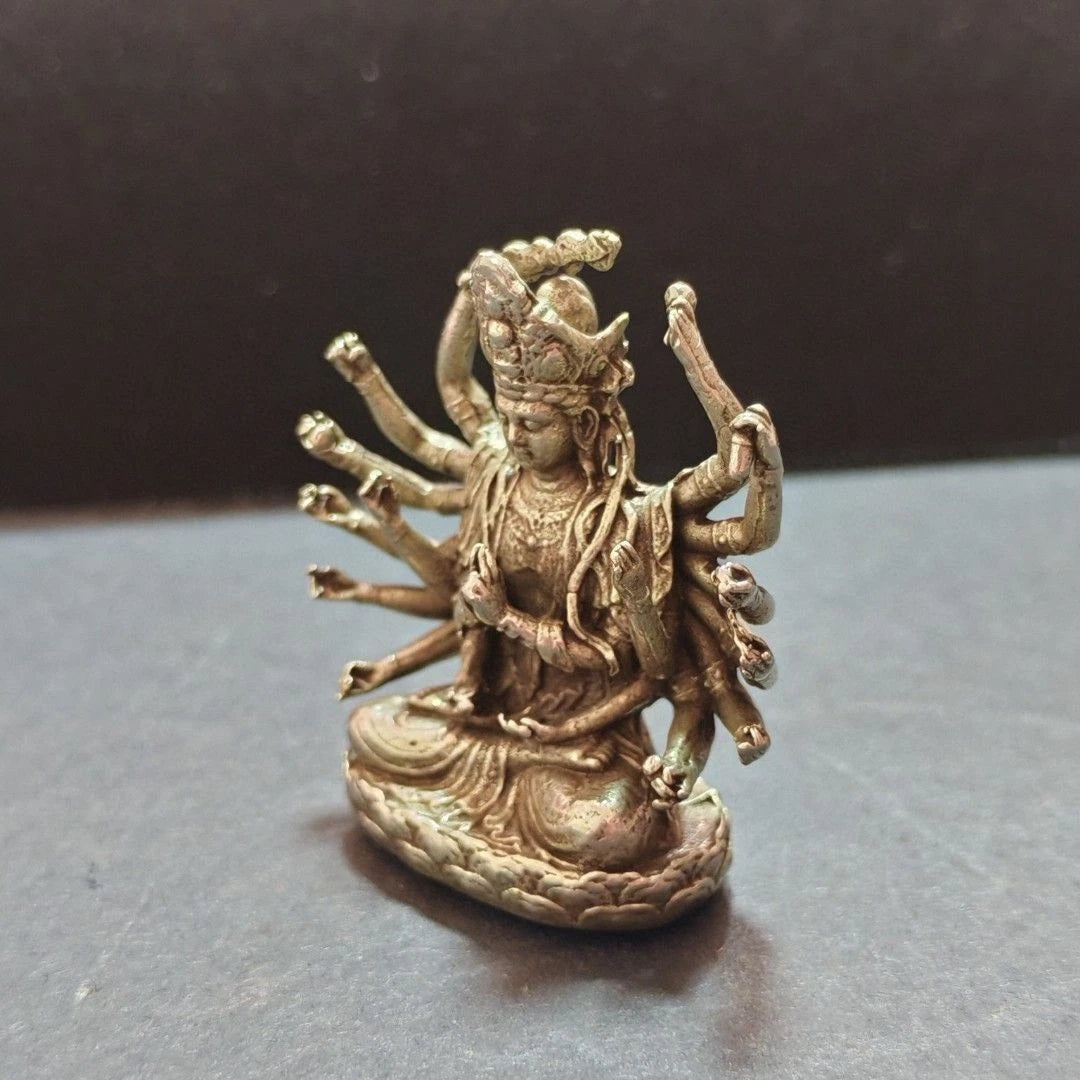 Solid Brass Thousand Hands Guanyin Buddhist Statue Bodhisattva Metal Sculpture 07FC0E-D4 - KOEEK