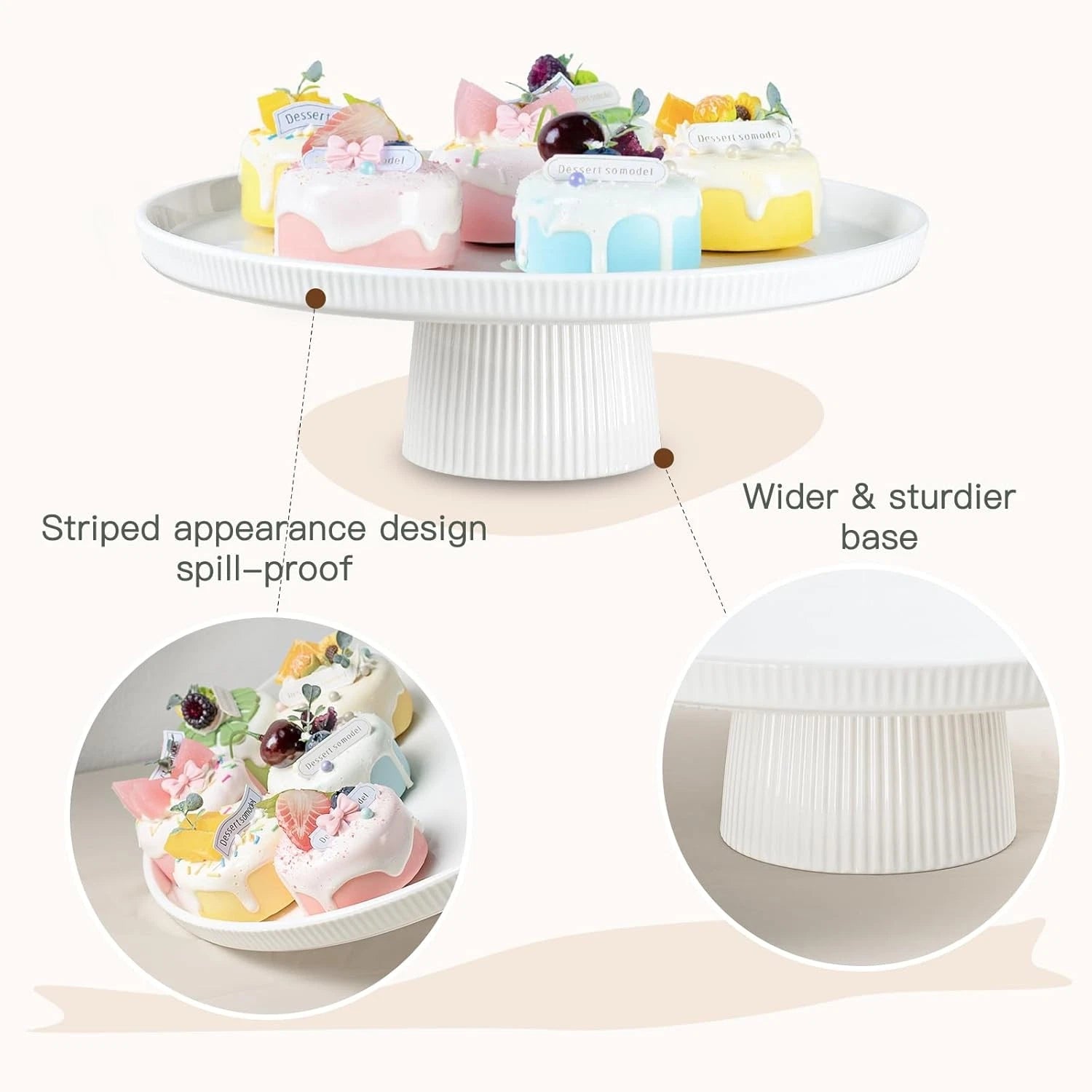 13 Inch Cake Stand, Ceramic Cake Stands for Party, Elegant Wedding Cake Plate 07FC0E-D4 - KOEEK