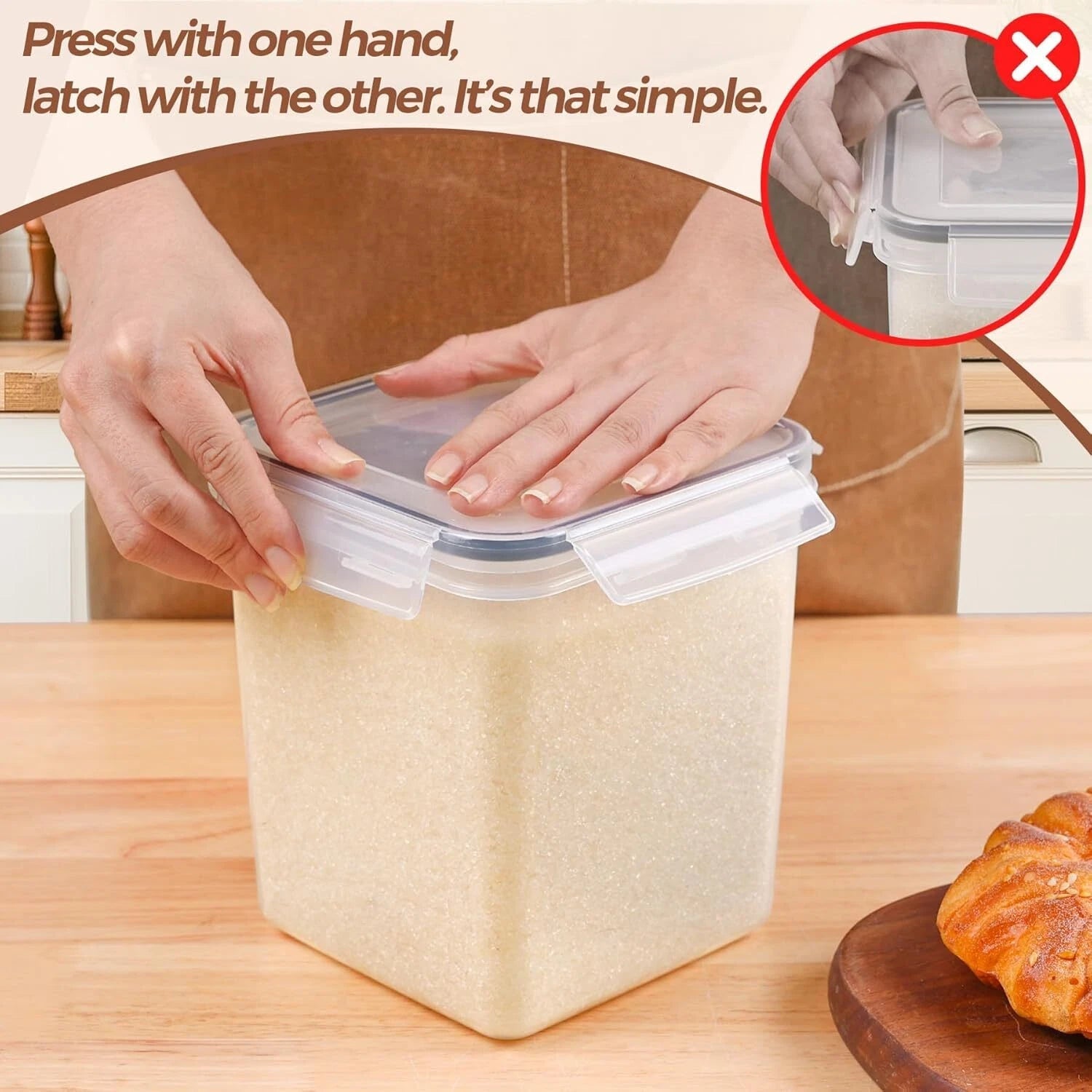 Flour Sugar Storage Containers Set of 3 (5.2L/166oz) (2.5L/78oz*2), Airtight 07FC0E-D4 - KOEEK