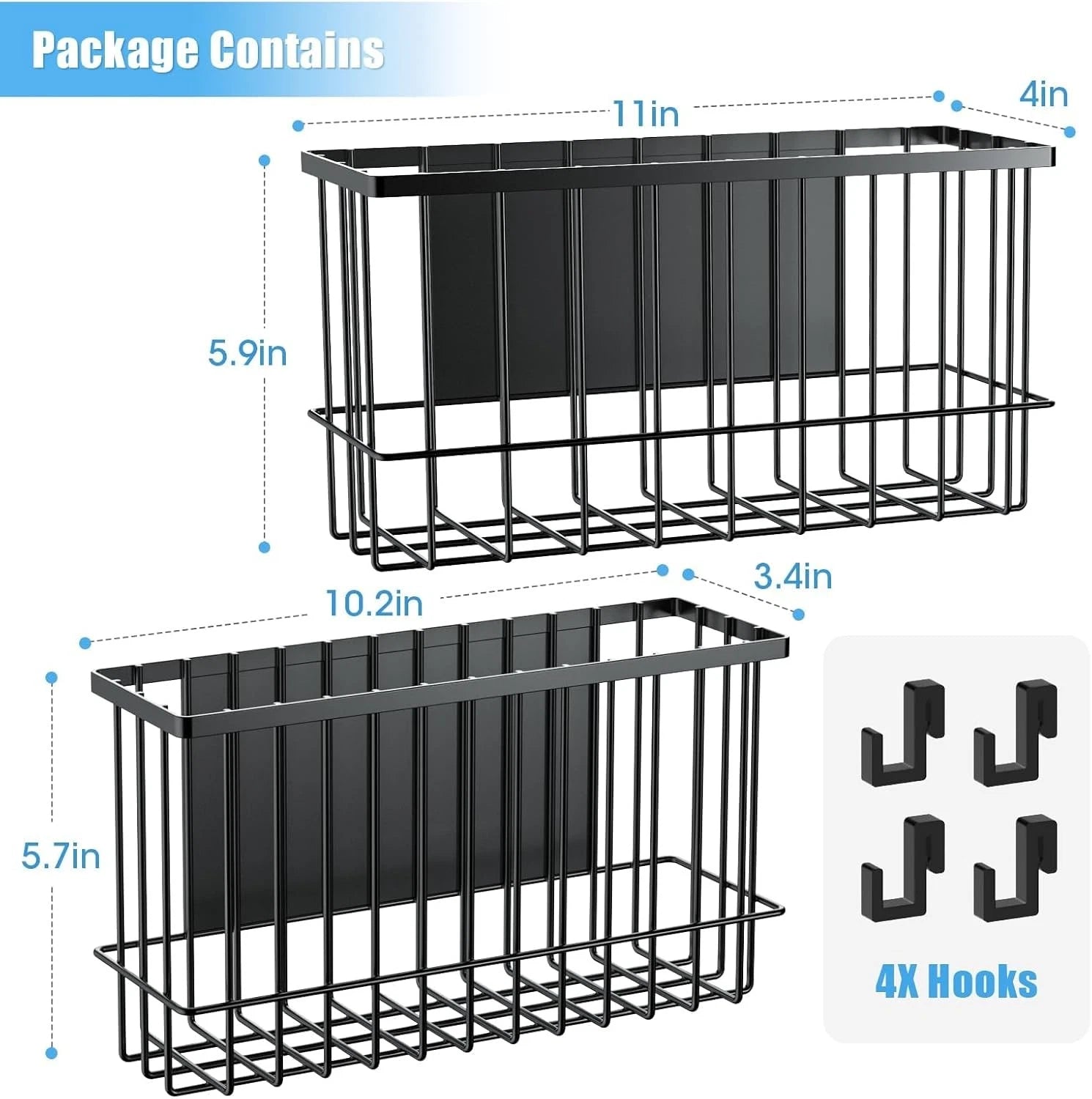 Magnetic metal basket storage rack, dryer ball holder, 2-piece set 07FC0E-D4 - KOEEK