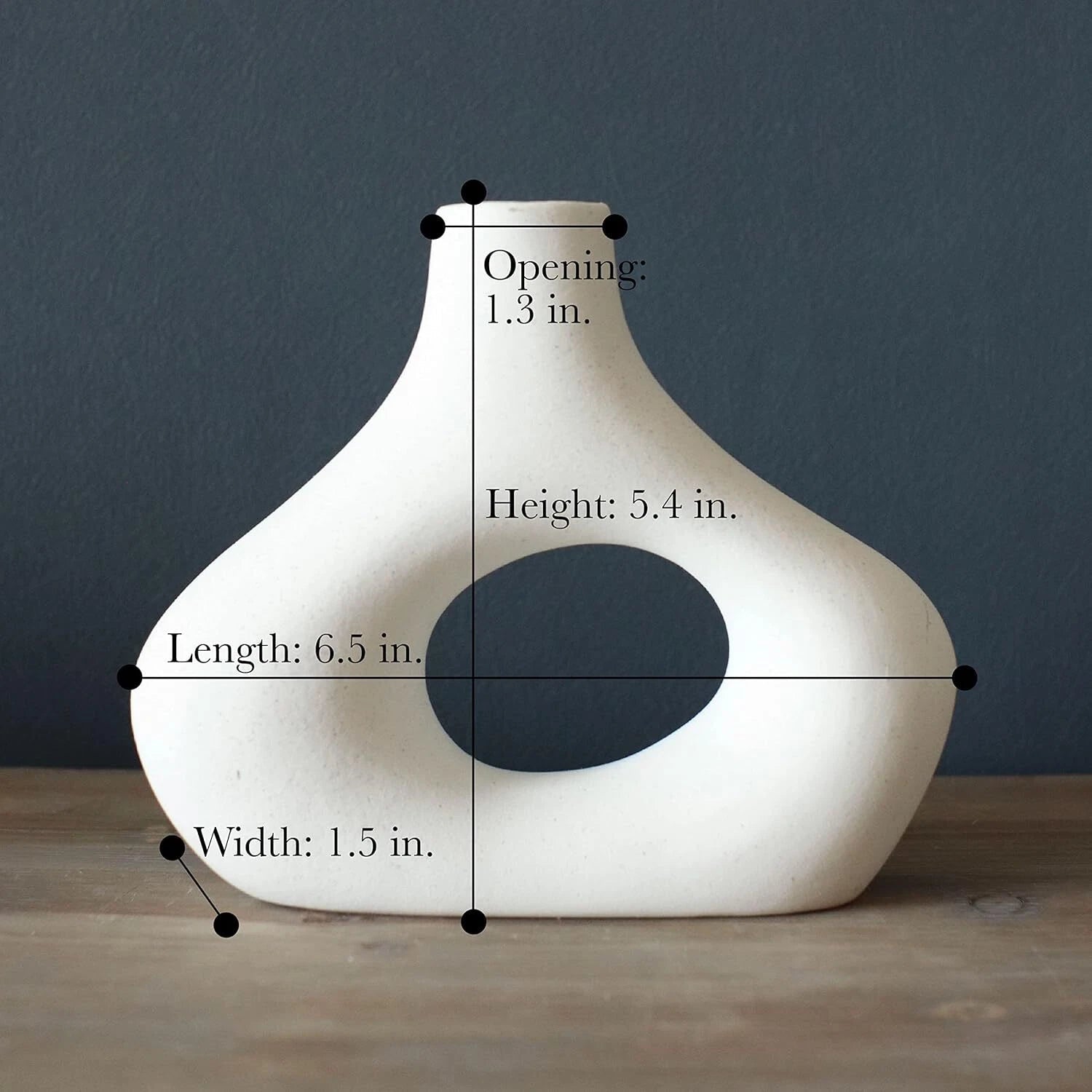 Donut Vase, Set of 2 -, White Ceramic Hollow Donut Vase Decoration 07FC0E-D4 - KOEEK