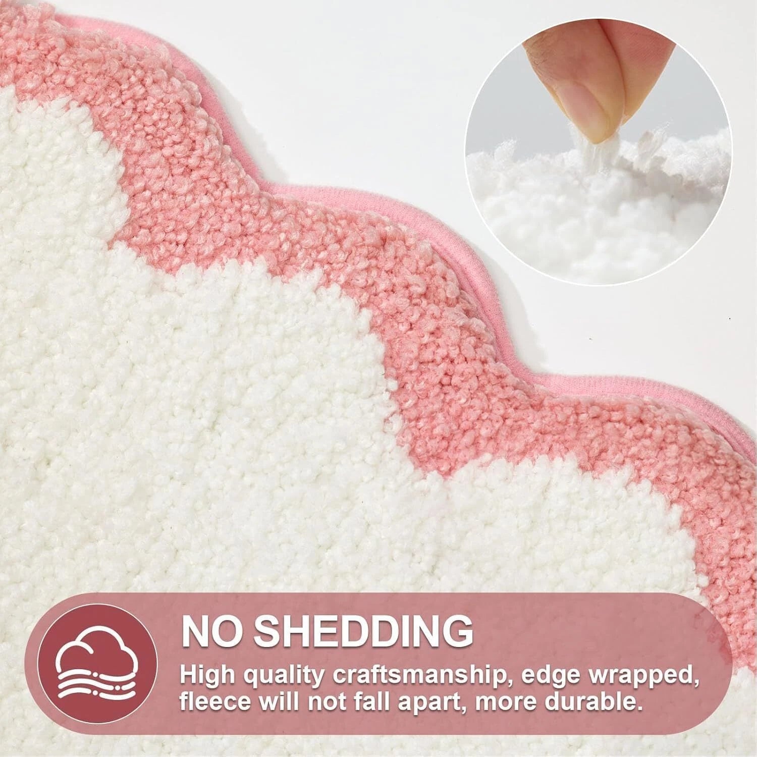 Scalloped Pink Bathroom Rugs Non Slip Washable, Quick Dry Absorbent Soft Plush 07FC0E-D4 - KOEEK