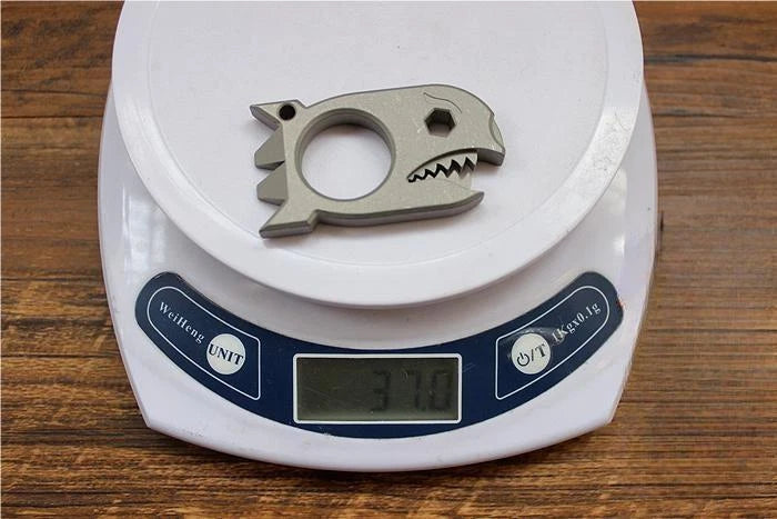 Titanium Alloy Pocket Tool Shark Shape Bottle Opener Hexagon Wrench Keychain EDC 07FC0E-D4 - KOEEK