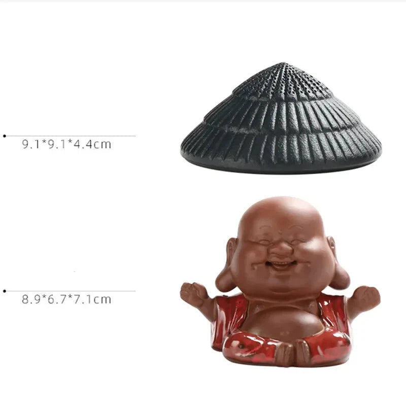 Purple Clay Tea Pet Tea Monk Buddha Figurine Ornaments Handmade Crafts Tea Set 07FC0E-D4 - KOEEK