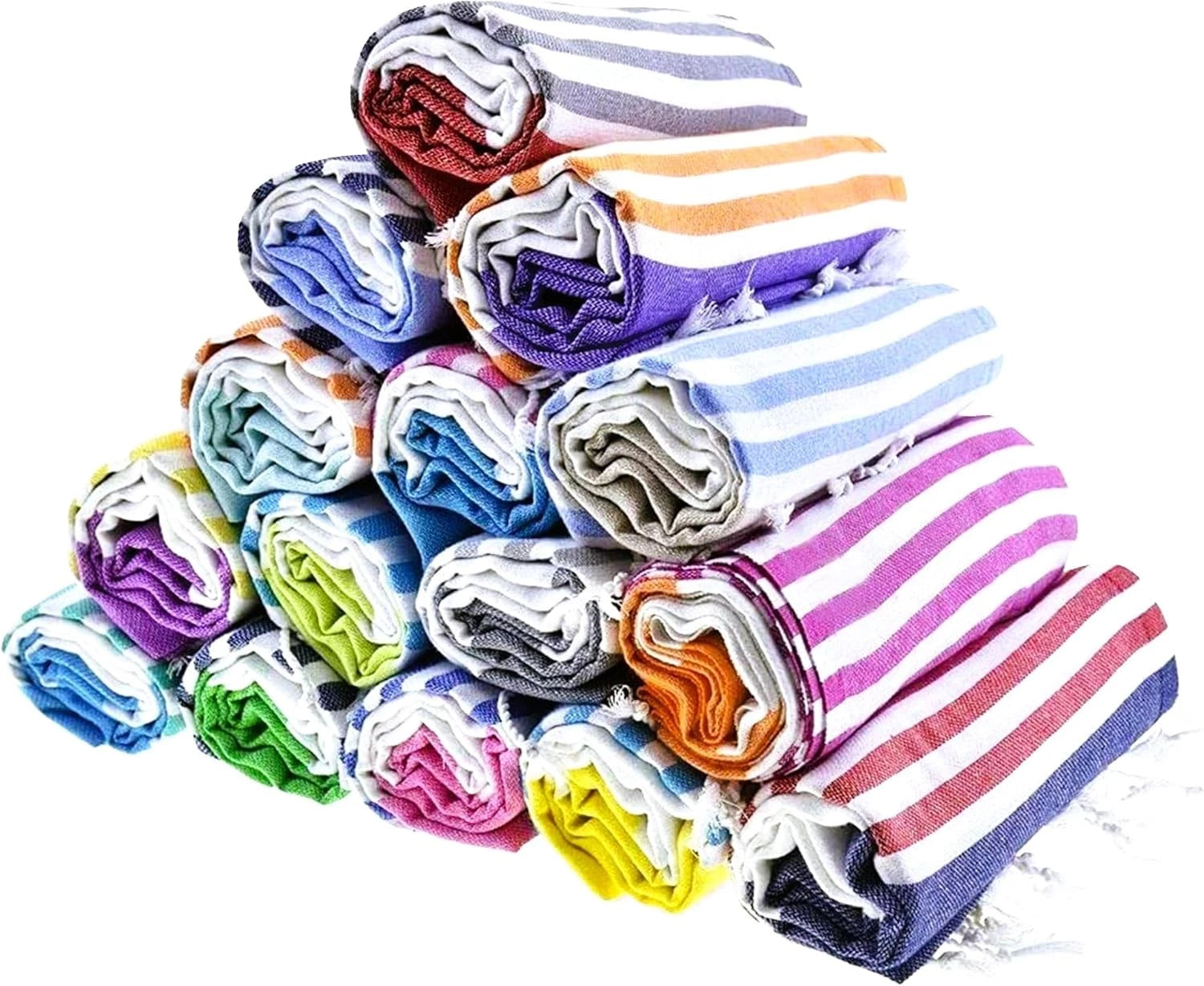 Turkish Beach Towel 6-Piece Set - Sand-Free Design -  Organic Ultra 07FC0E-D4 - KOEEK
