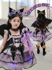 Cute Kuromi Girl Princess Dress Kawaii Kids Halloween Lace Dress Cosplay Costume 07FC0E-D4 - KOEEK