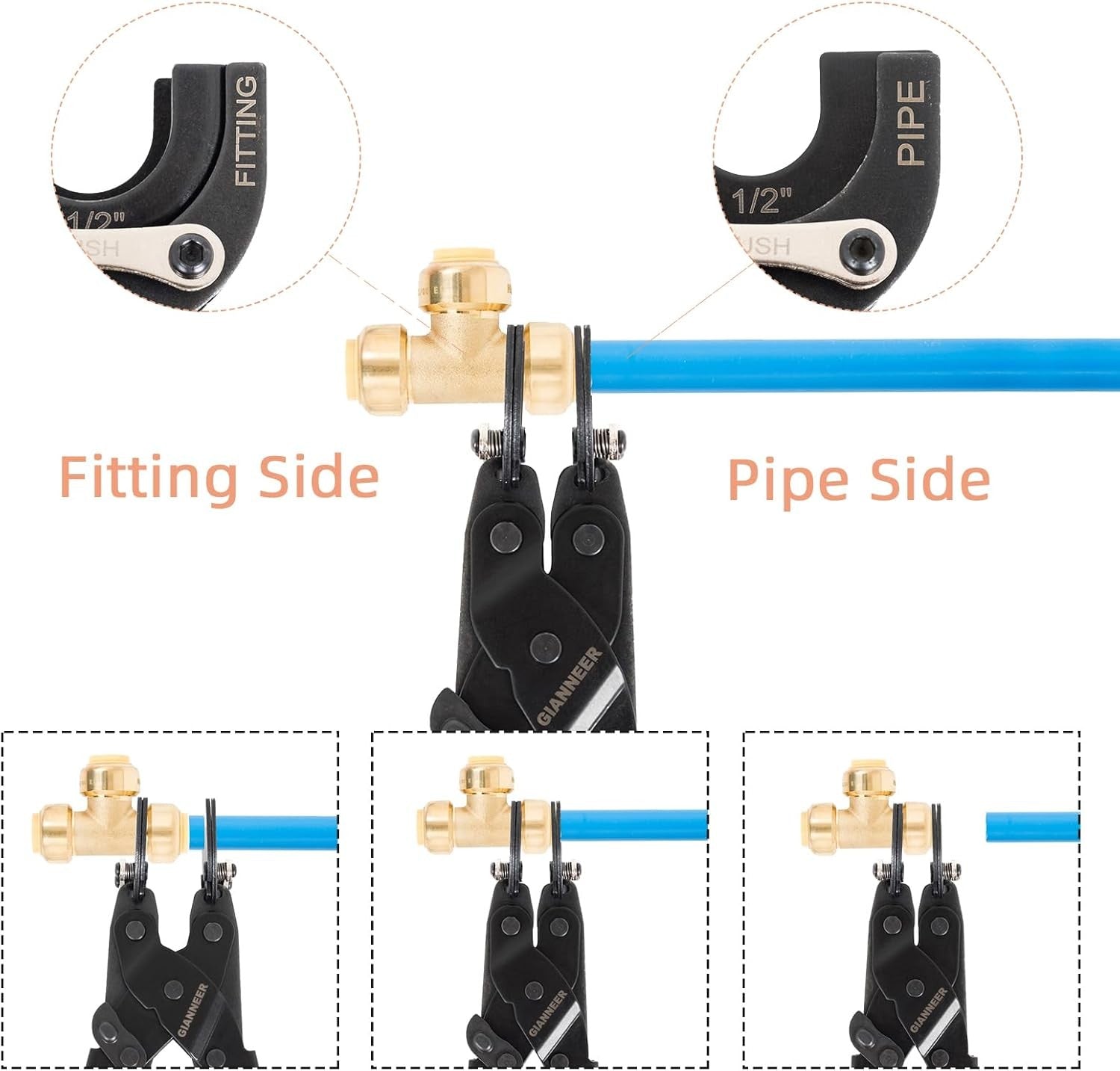 new Push to Connect Removal Tool Disconnect 1/2”, 3/4”, 1”, Orange and Black