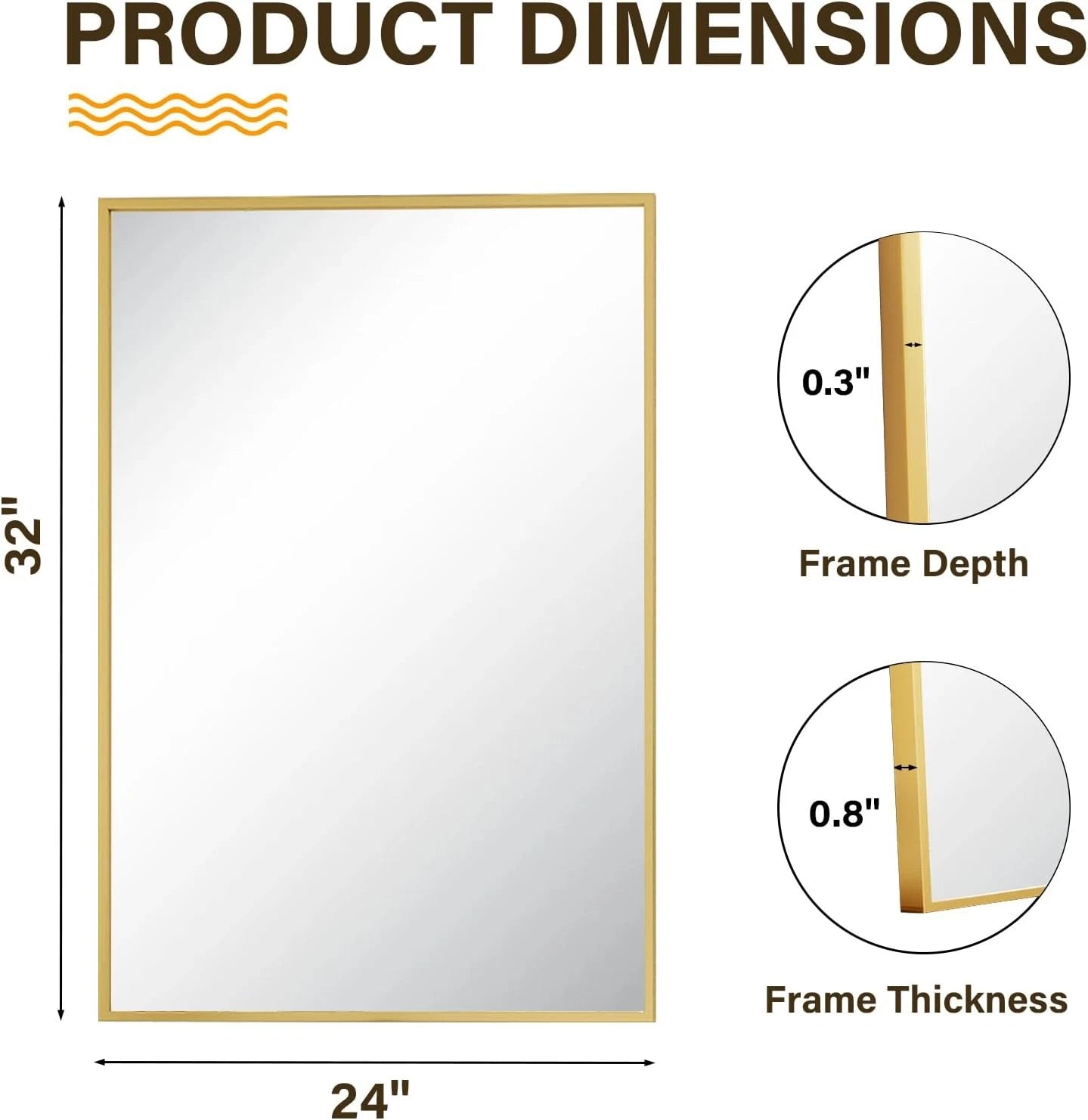 24"x32" Framed Bathroom Mirror for Wall Rectangle Mirror Aluminum Alloy Frame 07FC0E-D4 - KOEEK