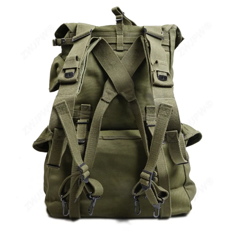 Replica WW2 US M1945 Haversack Military Backpack Combo Set X Strap Canvas Green 07FC0E-D4 - KOEEK