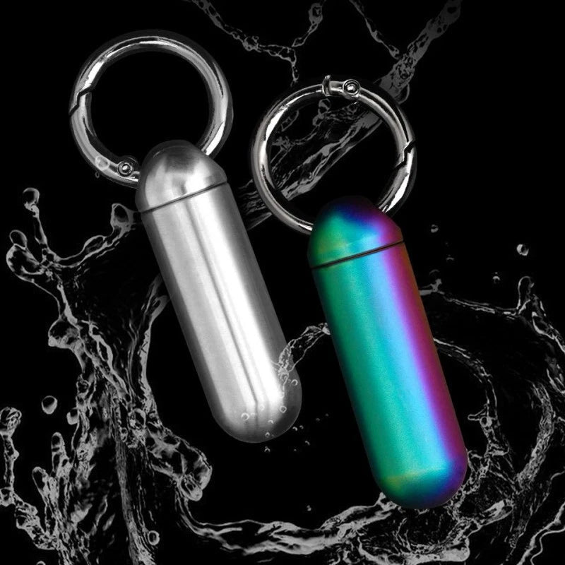 Titanium Pill Holder Container Organizer Case Box Waterproof Portable Keychain 07FC0E-D4 - KOEEK