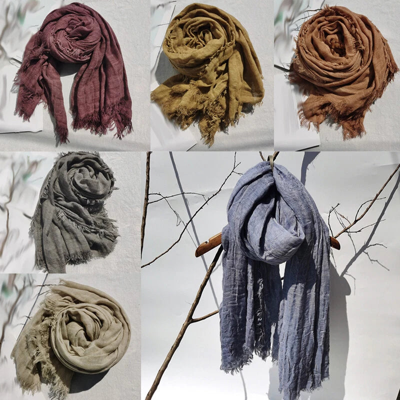 Men Unisex Acrylic Scarves Plain Colors Long Shawl Head Wrap Headscarf Muslim 07FC0E-D4 - KOEEK