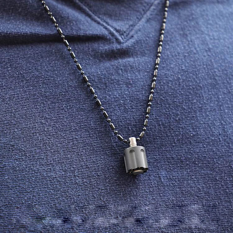 Titanium Revolver Magazine Shape Lanyard Bead Knife Paracord Pendant Detachable 07FC0E-D4 - KOEEK