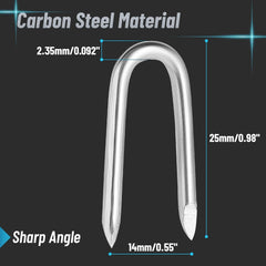 new Bates Choice Fence Staples, 200 pcs, 1" Galvanized Steel, Silver, U Silver BATES CHOICE - KOEEK