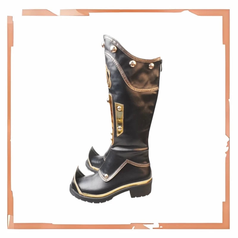 Game Identity Ⅴ Black Crow Zipper Long Boot Thick Soled Cosplay Costume Shoes 07FC0E-D4 - KOEEK