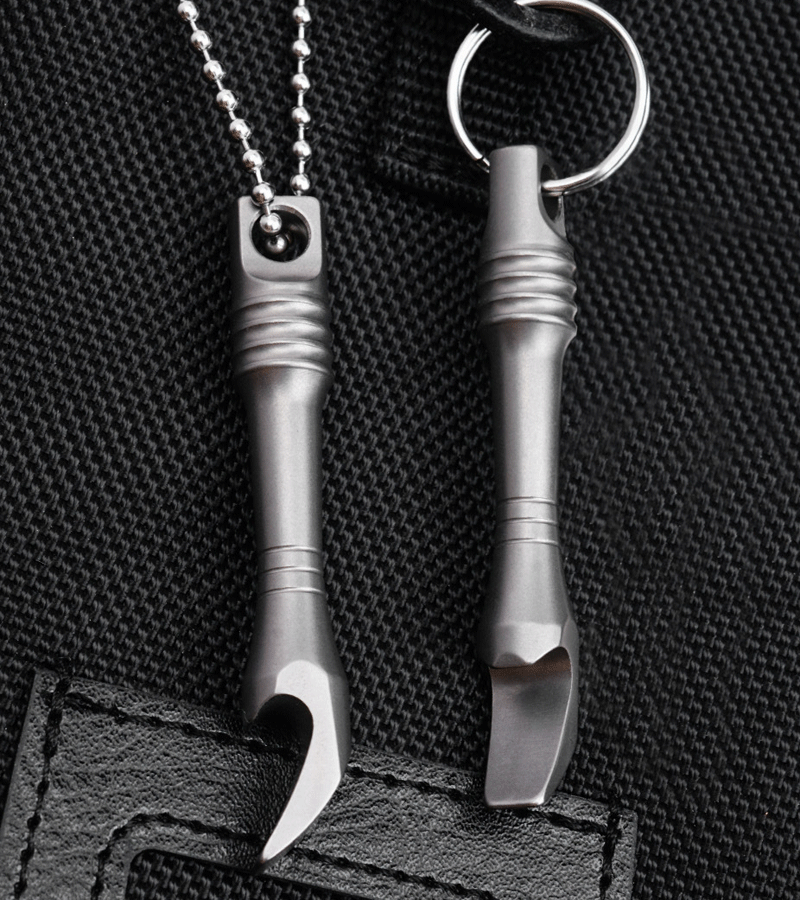 Mini Titanium Keychain Pry Bar Crowbar Bottle Opener Necklace Pendant Multi EDC 07FC0E-D4 - KOEEK