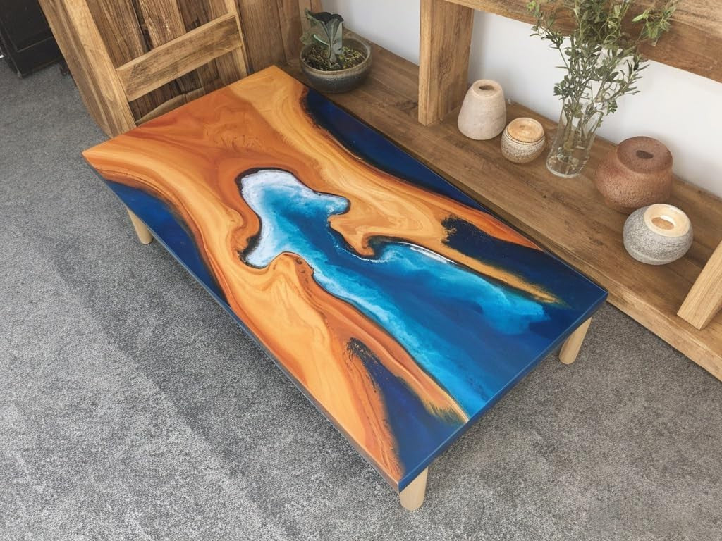 new Large Epoxy Table 23.5" * 11.7" and 15.7" * 9.8", white 07FC0E-D4 - KOEEK
