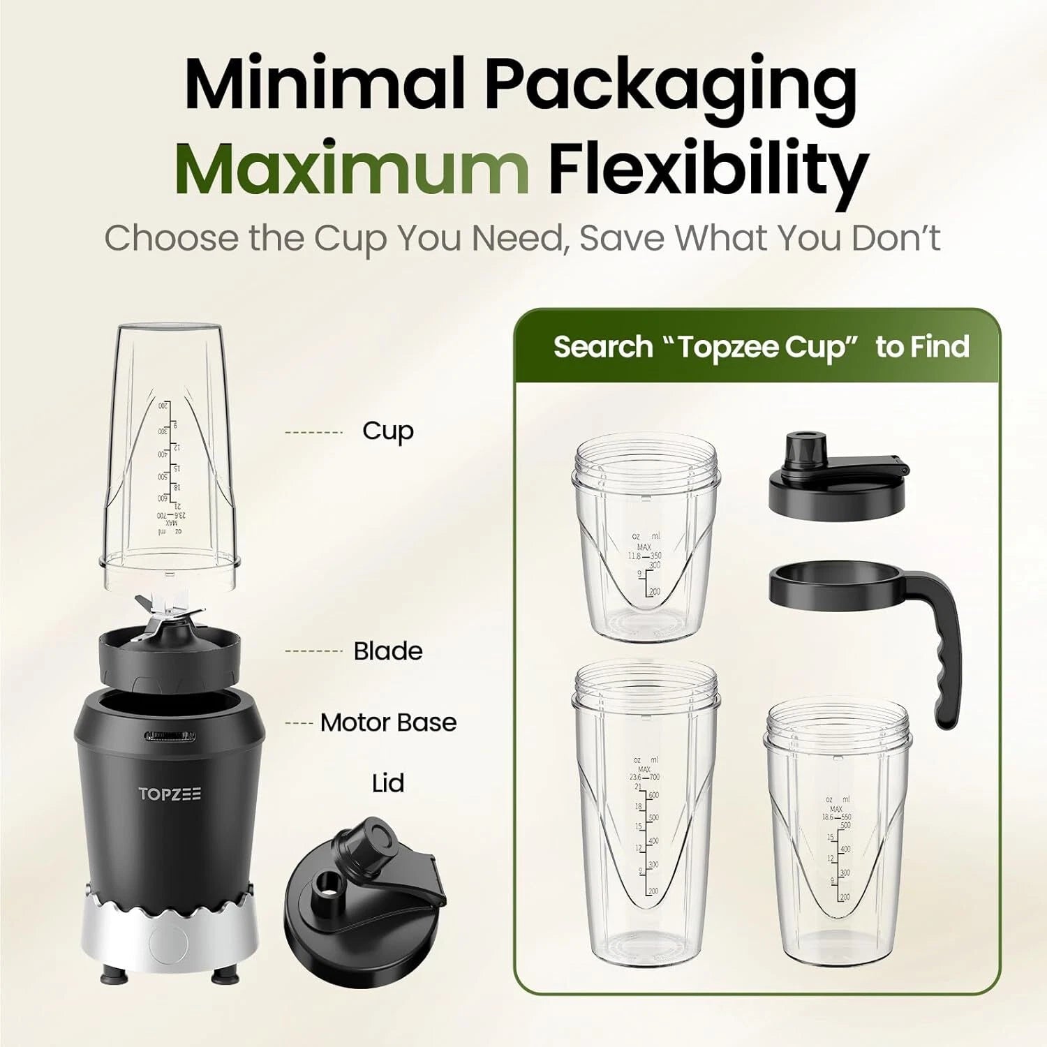Smoothie Blender, 1000 Watt Smoothie Machine Personal Portable Blender. 07FC0E-D4 - KOEEK