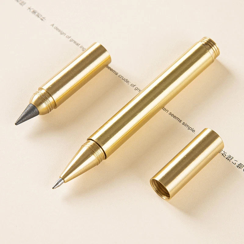 EDC Brass Double Headed Dual-purpose Signature Ballpoint Pen Pencil Office Gifts 07FC0E-D4 - KOEEK